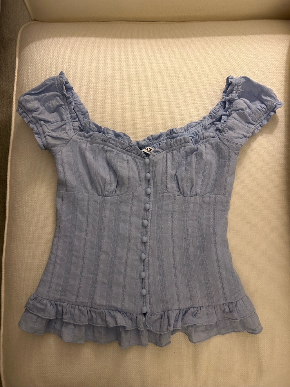 Suiter Frill Detail Top Soft Blue - Picture 2 of 4